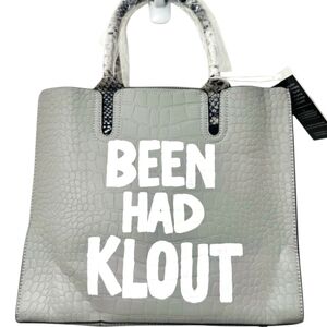 NWT "Been Had Klout" Large Croco Gray Tote